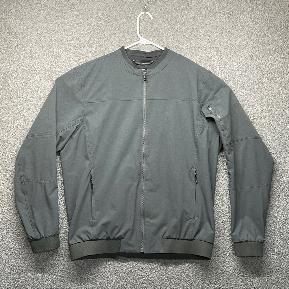 KUHL Silencr Bomber Jacket Mens XL Grey Softshell Ripstop Lightweight Hiking Zip